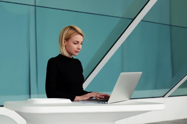 woman concentrating at work