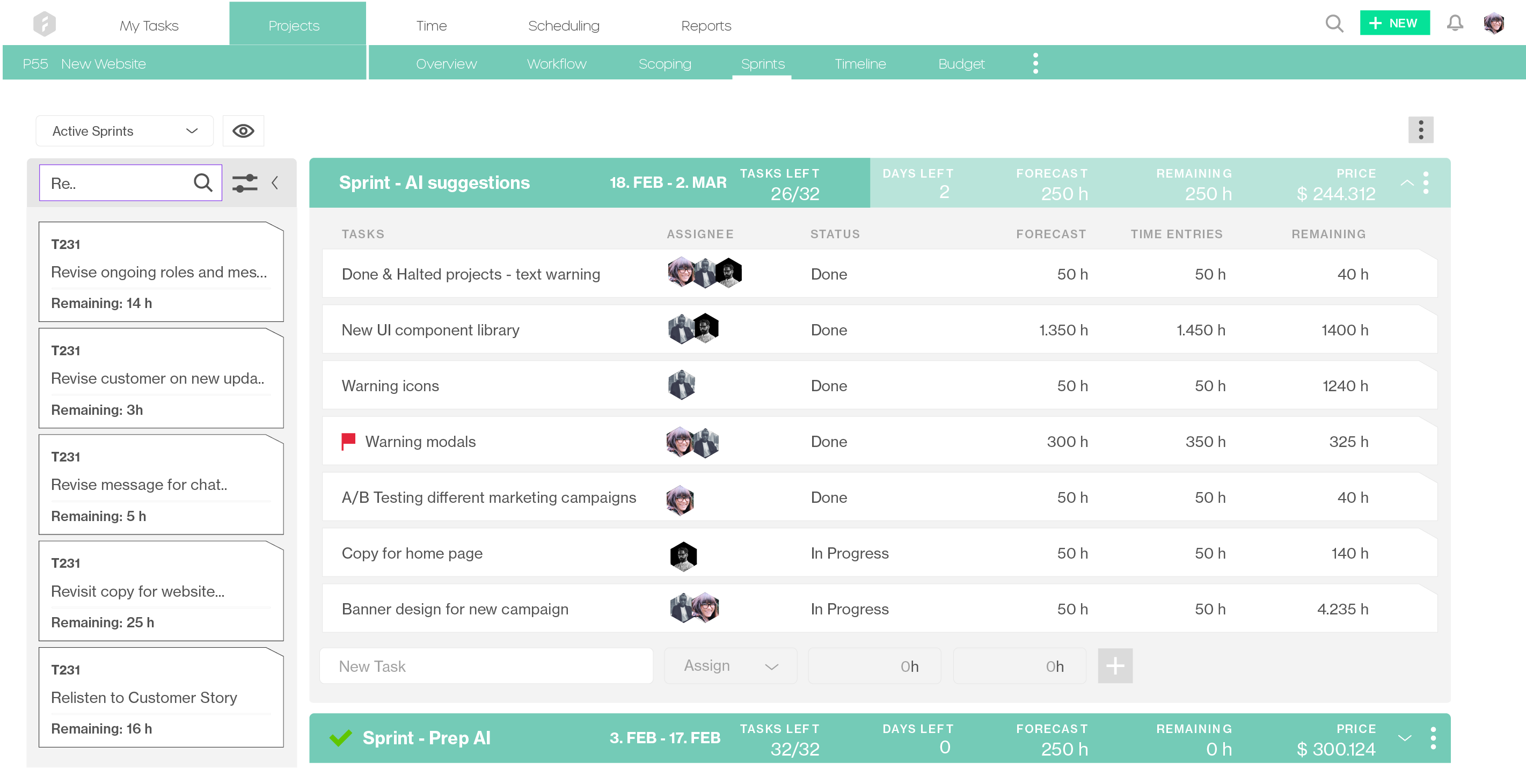 Assigning team members to tasks while sprint planning